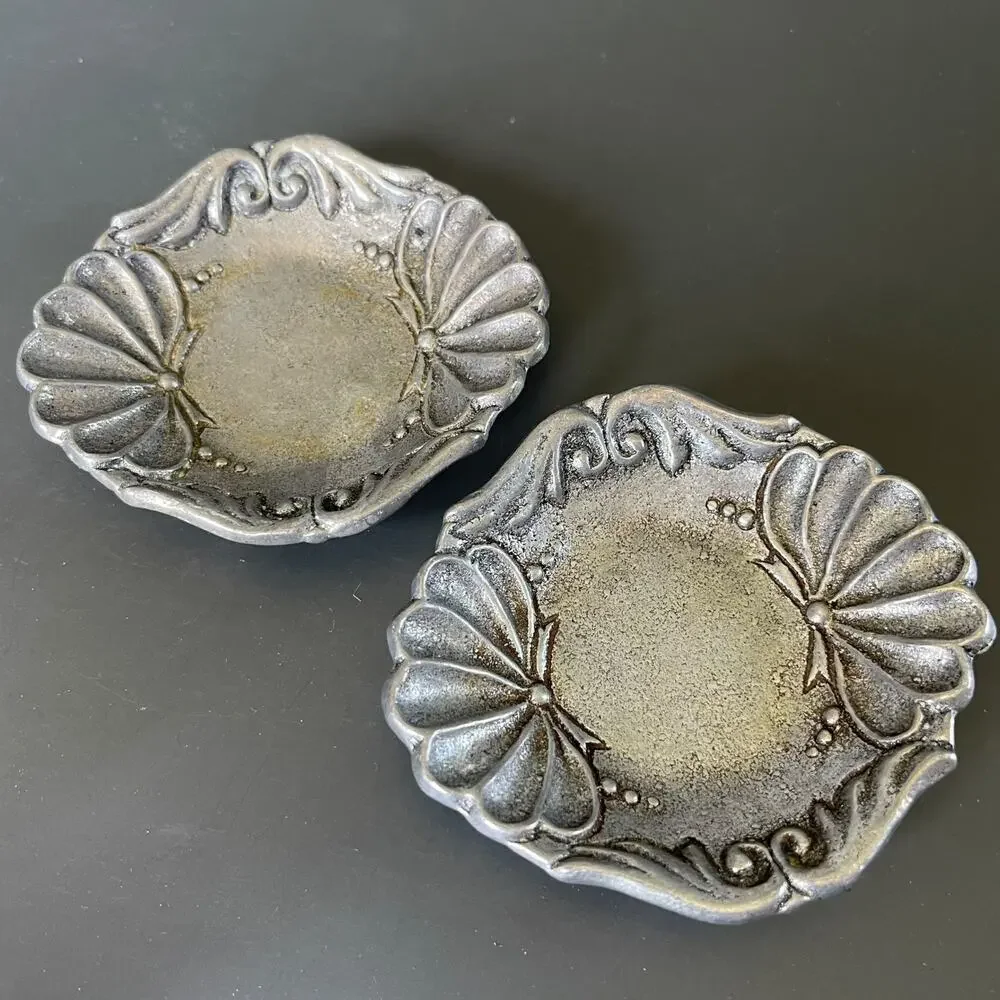 1996 Carson Pewter Trinket Ring Tray Set of 2 Metal Dishes